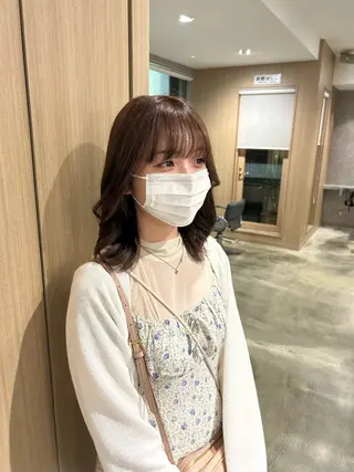 ミディアム カラー 新宿ハイトーン/ カットモデル/のりかのヘアスタイル