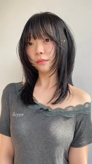 ミディアム ヘアアレンジ 🎀韓国レイヤー 🎀白石菜々のヘアスタイル