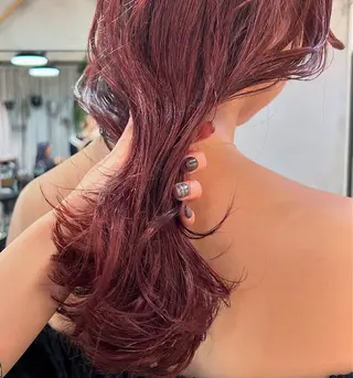 セミロング カラー じゅわっと暖色カラー 🍊Moemiのヘアスタイル