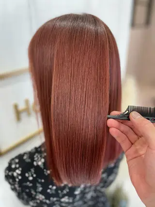 セミロング 難しい髪質の縮毛矯正 高岡/射水/髪質改善のヘアスタイル