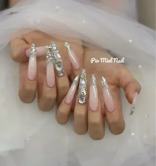 ロング momo 長さだしのネイルデザイン