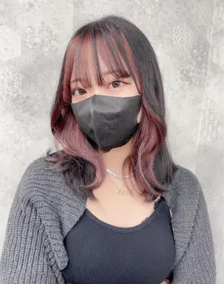 ミディアム カラー ヘアアレンジ 韓国レイヤーカット/ 儚げカラーチナツのヘアスタイル