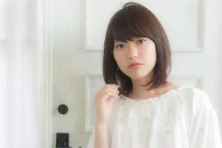 ミディアム カラー パーマ 榎園 由美のヘアスタイル