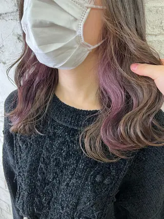 セミロング カラー エクステ＆艶カラー 🎀YURINA🎀のヘアスタイル