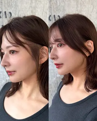 セミロング レイヤー特化/小顔顔 周り/セノ/表参道のヘアスタイル