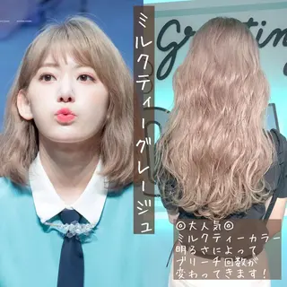 ロング カラー ヘアアレンジ 韓国レイヤーカット/ 儚げカラーチナツのヘアスタイル