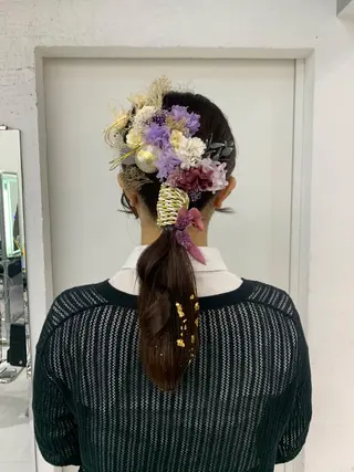 セミロング カラー ヘアアレンジ 卒業式ヘアセット🎀 ヘアアレンジのヘアスタイル