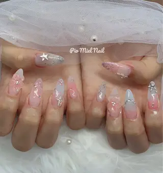 セミロング HANA 長さだしのネイルデザイン