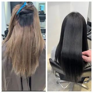 ロング け んブリーチ縮毛矯正のヘアスタイル