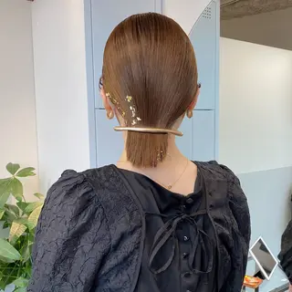 ショート カラー ヘアアレンジ ブリーチなしカラー/ 髪質改善/寺門束のヘアスタイル