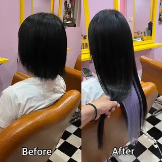 ロング シール＋ちび編み込み エクステ梅田🐨のヘアスタイル