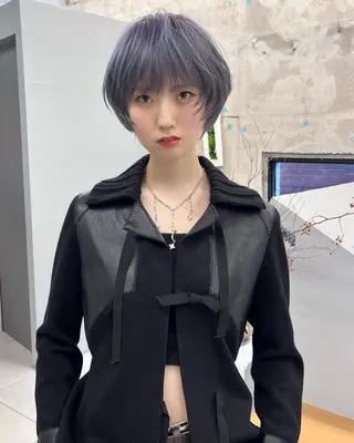 ショート カラー 垢抜け顔まわりカット 抜け感パーマ/緒方椋のヘアスタイル