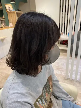 ミディアム カラー ブリーチなしWカラー /酸性ストレート河本のヘアスタイル