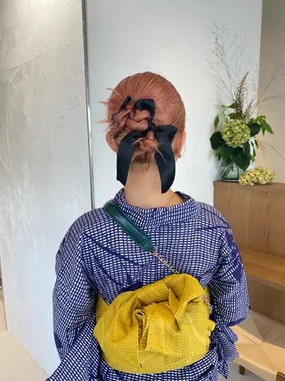 ミディアム ヘアアレンジ 暖色カラー /ヘアアレンジ/花鈴のヘアスタイル