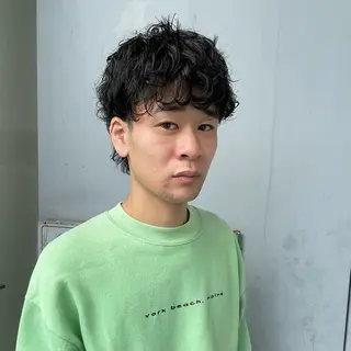 ミディアム パーマ メンズ ⚾️横浜メンズカット 阿部龍馬🍺🍔のヘアスタイル