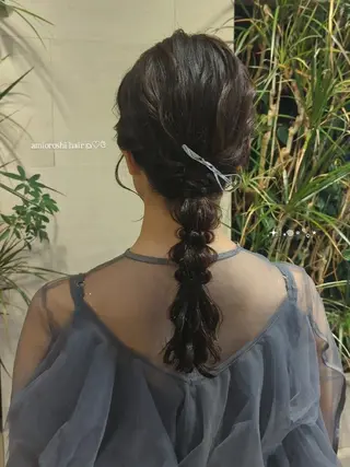 セミロング 髪質改善/お呼ば れヘア/透明感カラーのヘアスタイル