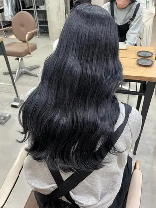 ロング カラー 切りっぱなしボブ/ ブリーチカラー/大塚のヘアスタイル