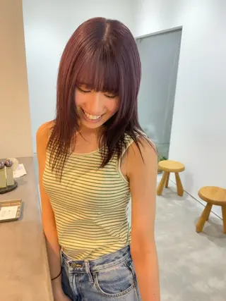 ミディアム カラー Tommy所属・平田 知優のヘアスタイル