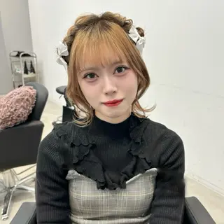 ヘアアレンジ 𝒎𝒐𝒆🩰 名駅/ヘアメ/暖色♡のヘアスタイル