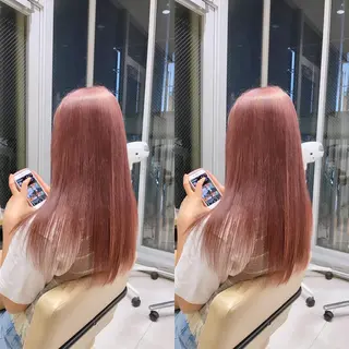 セミロング カラー ハッシュカット レイヤー池袋のヘアスタイル