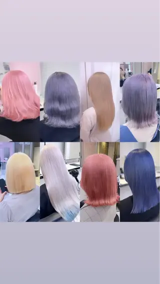 セミロング カラー ヘアアレンジ 💕上野美容師☁ ブリーチ💖サワのヘアスタイル