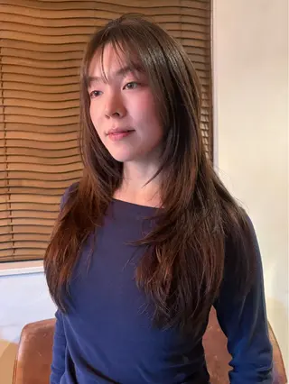 セミロング カラー パーマ レイヤー/透明感/ ブリーチなし/わかなのヘアスタイル