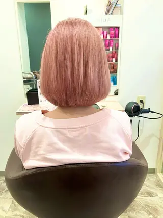 ミディアム カラー パーマ ブリーチ&ストレート 長谷川勇人のヘアスタイル