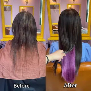 ロング シール＋ちび編み込み エクステ梅田🐨のヘアスタイル