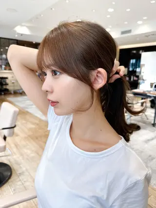 セミロング カラー 顔周り/くびれヘア 韓国ヘア💕風間るなのヘアスタイル