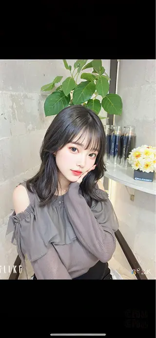 ロング カラー パーマ ダブルカラー 新宿のヘアスタイル