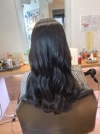 セミロング コテ巻きパーマ/韓国 パーマ/佐野のヘアスタイル