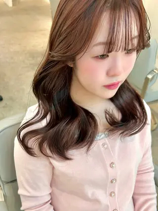 セミロング カラー 透明感×艶髪/ 韓国レイヤー／MIOのヘアスタイル