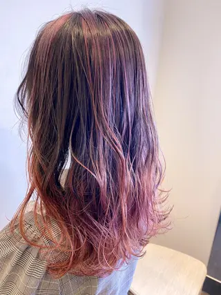 ロング カラー ハイライト/ブリーチ バレイヤージュ関佳祐のヘアスタイル