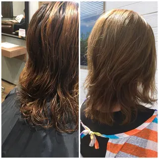 セミロング カラー ビヨウシツトリコ よねたにみなのヘアスタイル