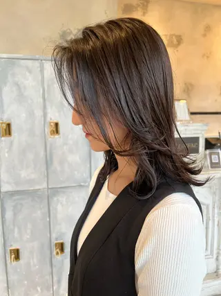 セミロング カラー SALOWIN熊本 yuseiのヘアスタイル