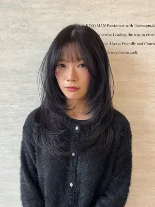 ロング カラー ヘアアレンジ 韓国レイヤーカット/ 儚げカラーチナツのヘアスタイル