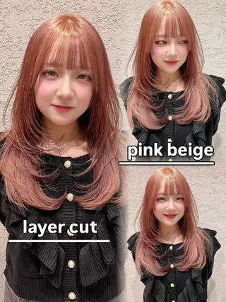 ロング カラー レイヤー/韓国 ハイトーン興津史弥のヘアスタイル