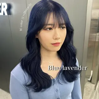 ロング カラー 暗髪🩶ラベンダー/ ブルー/ユウナ🤍のヘアスタイル