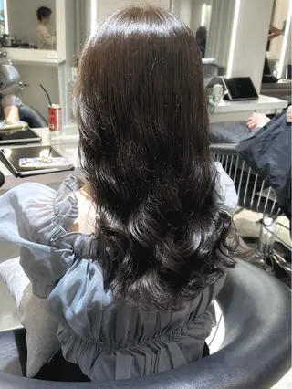 セミロング コテ巻き風パーマ💛 池袋のヘアスタイル