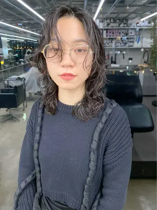 ミディアム パーマ 似合わせカット レイヤー/ボブのヘアスタイル