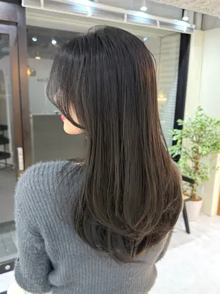 セミロング カラー 韓国ヘア顔周りカット 艶髪ベージュtamaのヘアスタイル