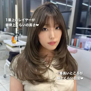 セミロング カラー 似合わせレイヤー/ 透明感カラーのヘアスタイル