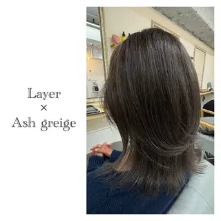 ミディアム レイヤーカット・ 縮毛矯正 星野のヘアスタイル