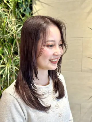 セミロング カラー 暖色/レイヤーカット /艶髪/髪質改善/のマツエク・マツパデザイン