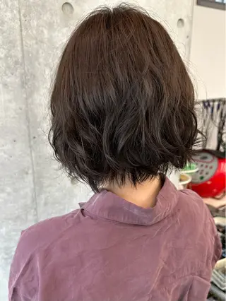 ミディアム パーマ 小顔ボブ/お悩み解決 /ボブパーマ/とういのヘアスタイル