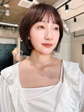 ショート カラー パーマ 🫧小顔×似合わせ× 透明感カラー🫧のヘアスタイル