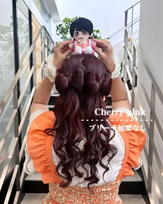 ロング カラー ヘアアレンジ 💗ガーリーヘア🎀 saki💗のヘアスタイル