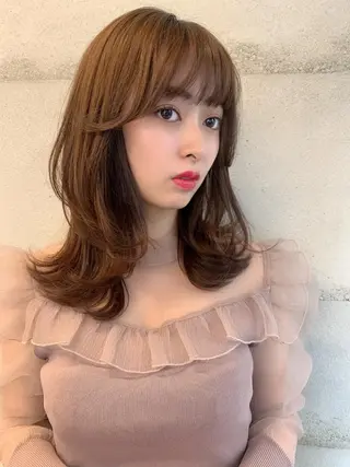 ミディアム カラー 透明感/オリーブ/ グレージュ/YUKAのヘアスタイル