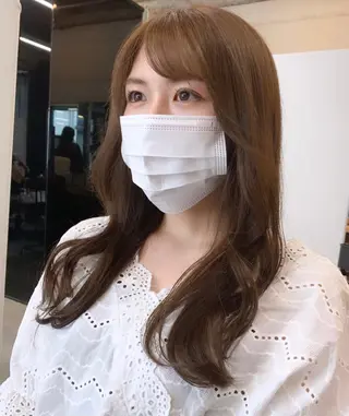 ミディアム カラー 透明感/オリーブ/ グレージュ/YUKAのヘアスタイル