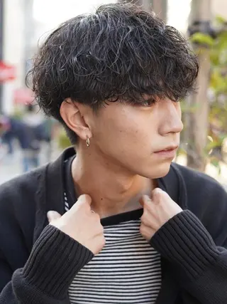 ショート カラー パーマ メンズ 栄💗レイヤーカット ｜韓国風｜haruのヘアスタイル